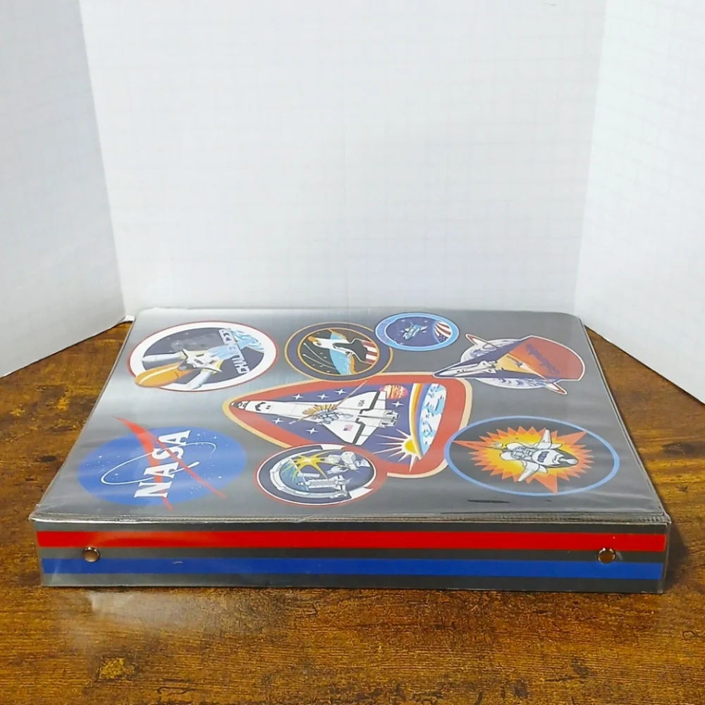 NASA 3 Ring Binder & Folder School Challenger Columbia Skylab 3 Apollo 16
